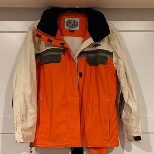 Bombshell Sportswear Orange and Cream Ski Jacket